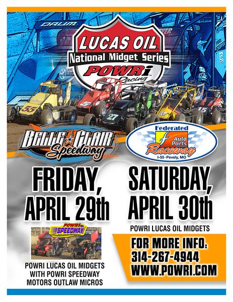 National Midgets and Micros Head to Belle-Clair Friday, Midgets Invade I-55 with World of Outlaws Sprint Cars on Saturday