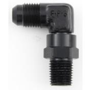 Adapter, 90 Degree, 8 AN Male to 3/8 in NPT Male Swivel, Black