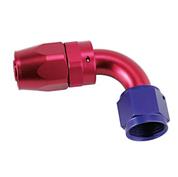 Swivel Hose End Fitting, 90 Degree, Red/Blue -16 AN