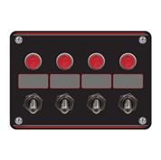 Longacre 44865 4 Switch Accessory Panel with 4 Pilot Lights