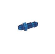 Straight Aluminum Bulkhead Flare Fitting, Blue, -16AN