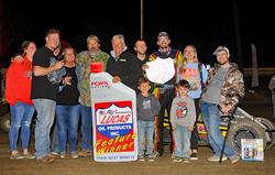 Blake Hahn scores in POWRi West Midgets at Creek County