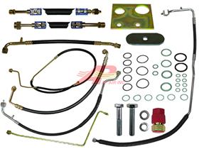 R134A 8 Piece Hose and Steel Line Conversion Kit with Rubber Cab Post Lines