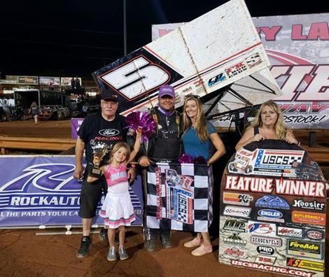 Justin Barger won Saturday night's 27-lap Dixie Sprint Car Nationals/Randy Helton Memorial Race at Dixie Speedway