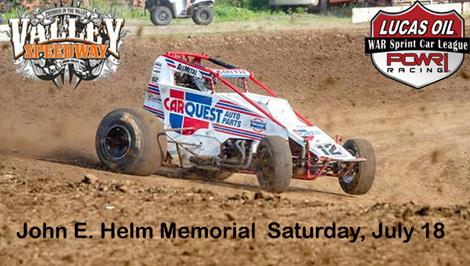 Updates for John E. Helm Memorial with POWRi WAR at Valley Speedway