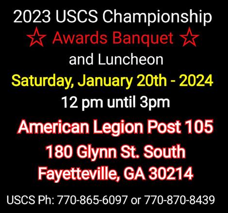 USCS Championship Awards Banquet and Luncheon set for January 20, 2024