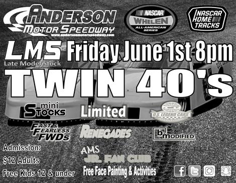 NEXT EVENT: Friday June 1st 8pm Late Model Stock Twin 40's