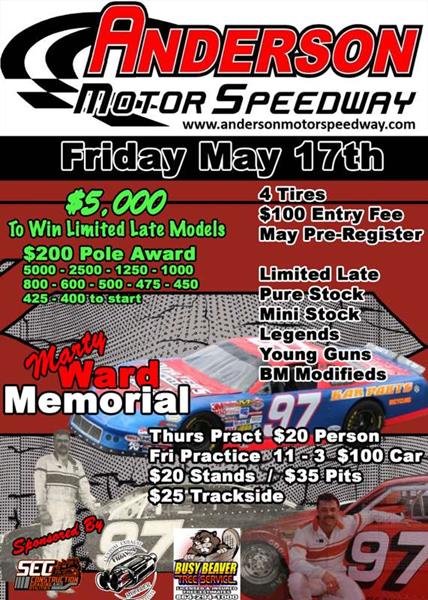 NEXT EVENT: Marty Ward Memorial Friday May 17th 8pm