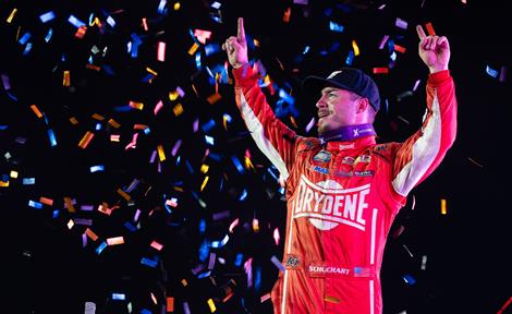 Logan Schuchart slips by Haudenschild late for River Cities victory