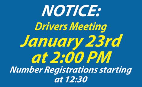 Veterans Motorplex drivers meeting January 23rd 2 PM