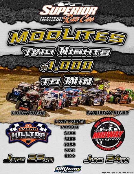 Two nights Two Tracks $1000 to Win both nights June 23rd & 24th