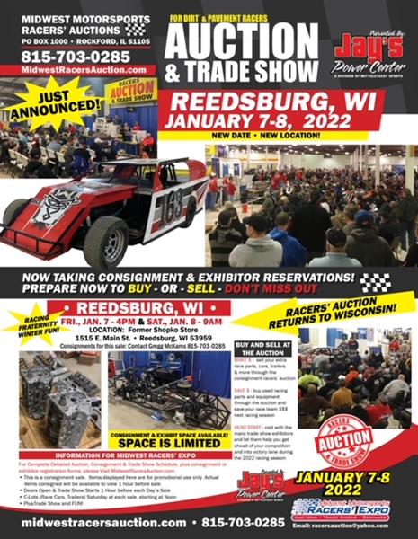 Midwest Racers' Auction New Date and Location January 7th and 8th