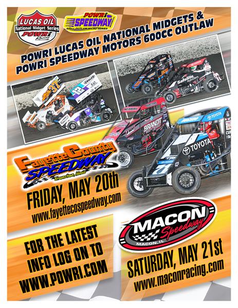 Lucas Oil National Midgets Resume This Friday at Fayette County Along with Speedway Motors Micros