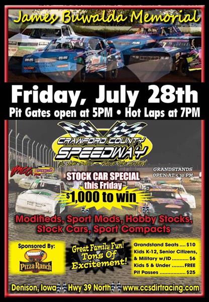 $1000 To Win For Stock cars Friday July 28th