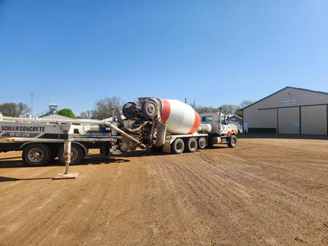 Pumping the columns for the new catwalk