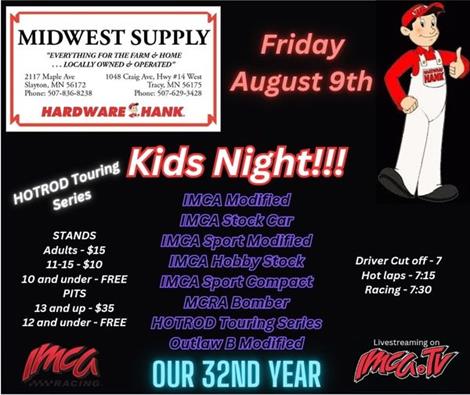 Kid's Night Friday August 9th - Murray County Speedway