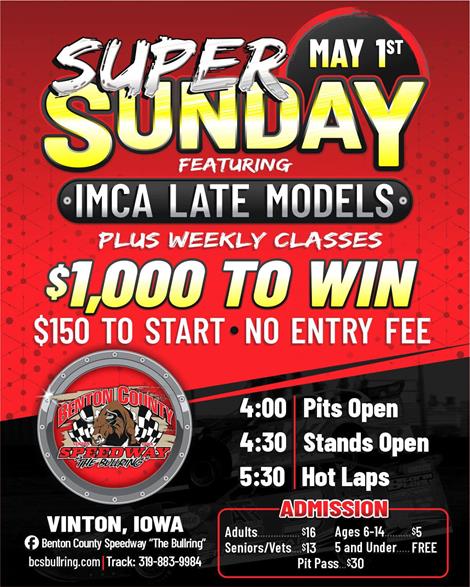 IMCA Late Models will make for a Super Sunday May 1 at The Bullring