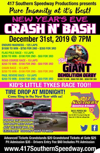 New Years Eve Demo Derby & More at 4-17 Southern Speedway
