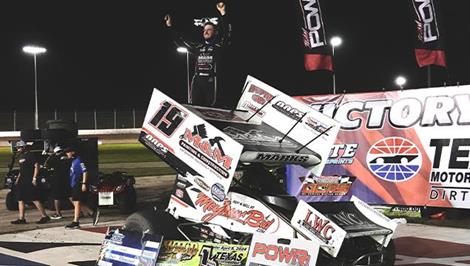 Brent Marks Maneuvers to Victory with POWRi & Elite 410 Outlaw Sprints at Texas Motor Speedway