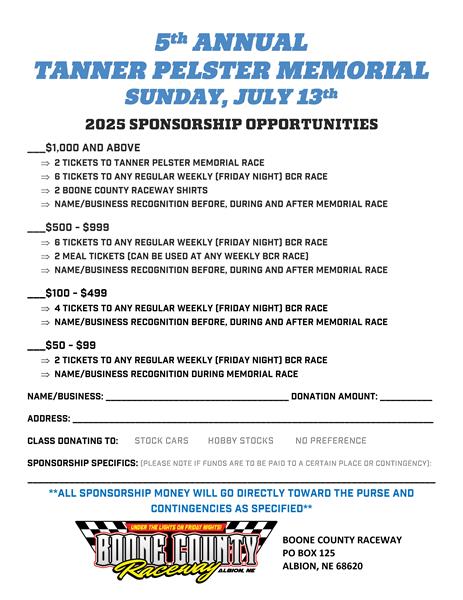 5th Annual Tanner Pelster Memorial **$10,111**