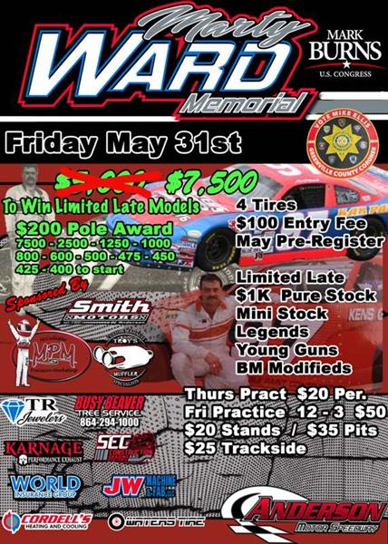 NEXT EVENT: Marty Ward Memorial Friday May 31st 8pm