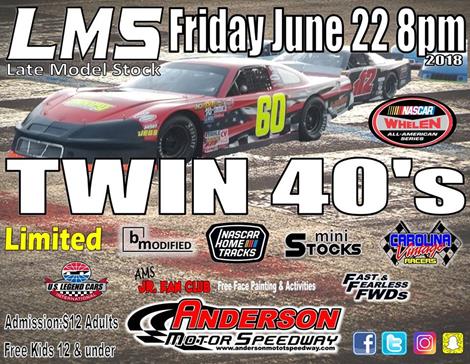 NEXT EVENT: Friday June 22nd 8pm K&N Night At The Races with Late Model Stock Twin 40's