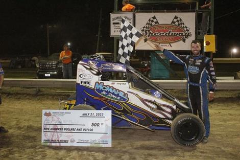 Mark McMahill Manages POWRi IMRA Win at Champaign County Speedway