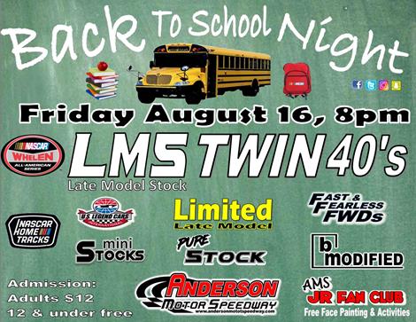 NEXT EVENT: Back to School Night LMS twin 40's + 6 divisions Friday August 16th 8pm