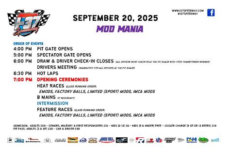 September 20, 2025 MOD MANIA Driver Info