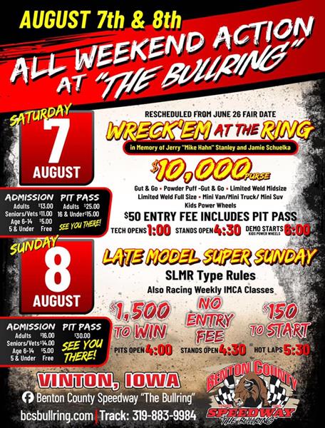 Weekly racing, and now $2,000.00-to-win Late Models on tap Sunday at The Bullring