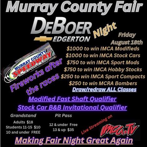 Murray County Fair - DeBoer Chevrolet - August 18th
