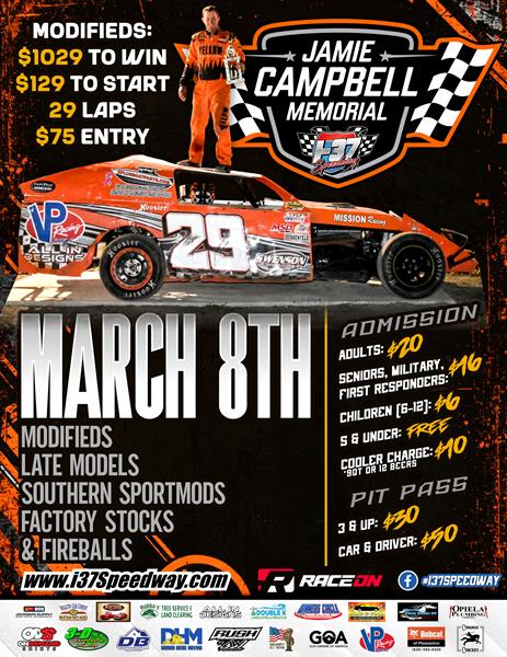 March 8th; Jamie Campbell Memorial race is right around the corner!