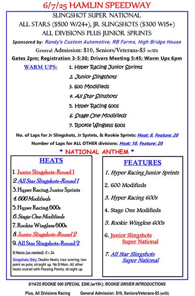 6/7/25 - Slingshots Super National - ALL Divisions racing!