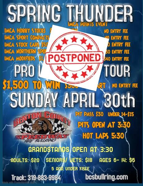 Spring Thunder postponed to May 7 at Benton County Speedway