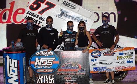 Kyle Larson Steals Outlaws victory at River Cities