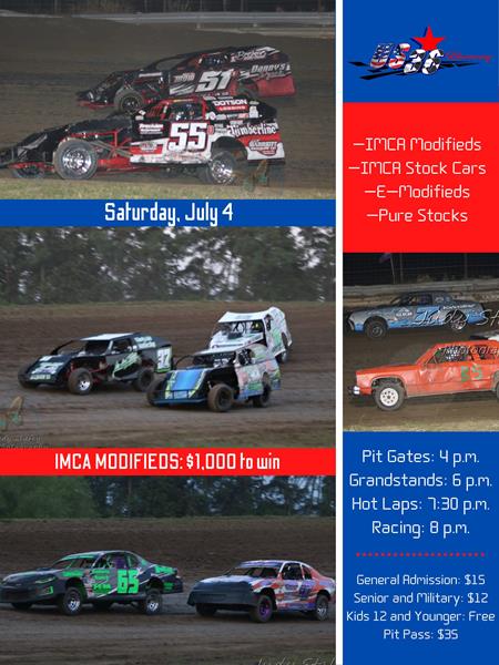 IMCA Modifieds $1,000 to win Saturday, July 4