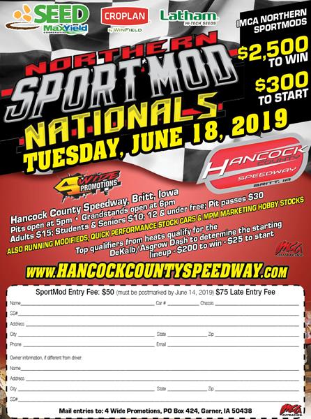MaxYield Seed IMCA Northern Sport Mod Nationals Set to Invade Hancock County Speedway