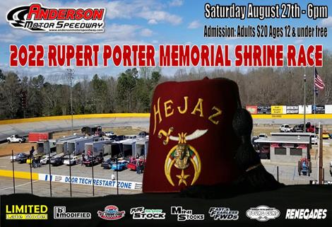 NEXT EVENT: 2022 Rupert Porter Memorial Shrine Race Saturday August 27th 6pm
