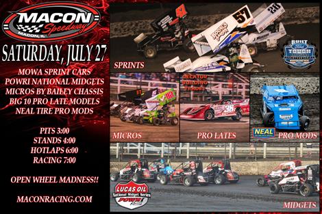 SATURDAY STOP AT MACON ON TAP FOR NATIONAL MIDGETS