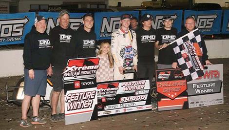 Cannon McIntosh Claims Checkers at I-55 Raceway with POWRi National Midget League and Xtreme Midget Series