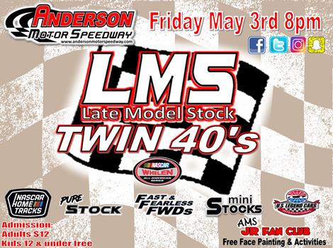 NEXT EVENT: Late Model Stock twin 40's May 3 8pm