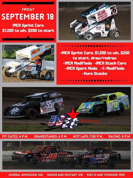 Two Points Races Remain at US 36 Raceway, Sprint Cars $1,200 to win this Friday, September 18