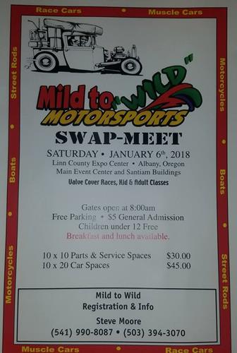 2018 Racing Schedules For Cottage Grove, Sunset, And Willamette To Be Released At Mild To Wild Swap Meet On Saturday January 6th