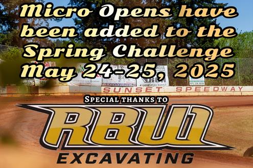 Micro Opens added to Memorial Day weekend. Thank to RBW Excavating.