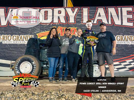 Caleb Stelzig Secures Season Opening Sunset Grill POWRi Vado Non-Wing Sprint Victory
