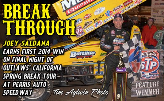 Saldana Breaks Through for His First World of Outlaws STP Sprint Car Series Victory of the Season in the SoCal Showdown