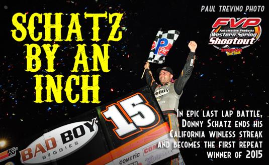 Donny Schatz Scores Close Win on Night One of the FVP Western Spring Shootout