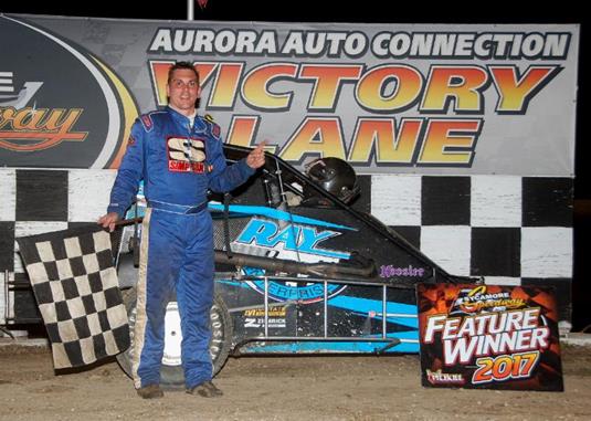 "Robbie Ray tops Badger Midget field at Sycamore" " Second straight victory for points leader"