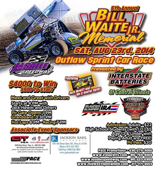 IRA SPRINTS HEAD ‘OVER THE BORDER’ FOR 5th ANNUAL BILL WAITE JR. MEMORIAL AT LA SALLE SPEEDWAY!