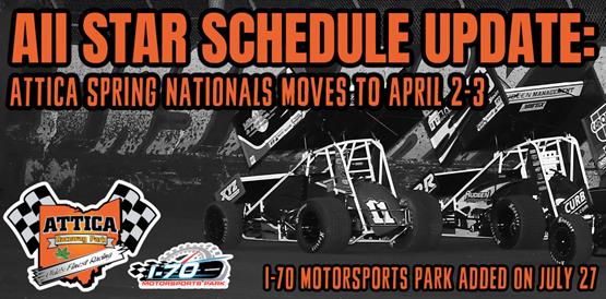 Schedule Update: Attica Spring Nationals moves to April 2-3, I-70 Motorsports Park added on July 27
